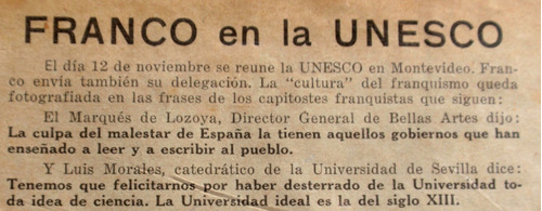 Documento Contra Asesinatos De Francisco Franco 1949 Unesco