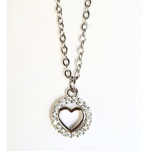 Collar Corazón Con Strass Acero Quirúrgico 316l 