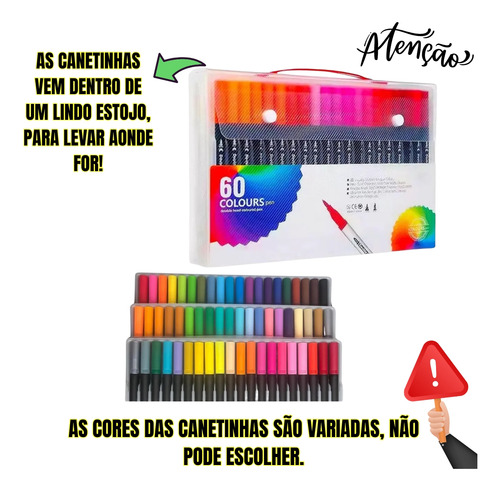 Kit 2 Livros De Colorir Boobie Com 2 Kit 60 Canetinhas Touch