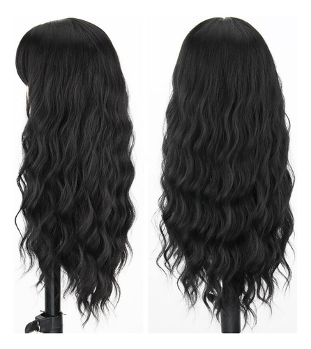 Peluca Rizada En Forma De J Con Flequillo Para Mujer, Pelo S