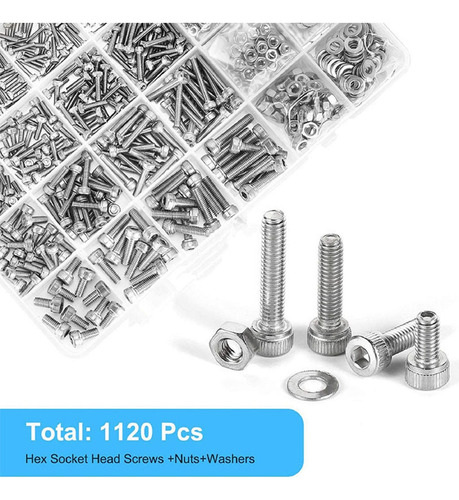 1120pcs M2 M2.5 M3 Cabeza Hueca Hexagonal Redonda Con Llaves