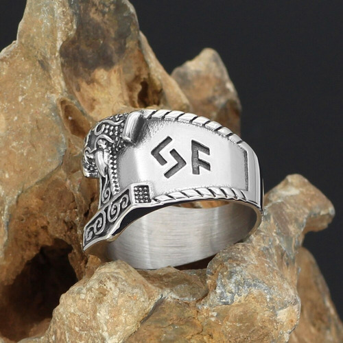 Imagen 2 de 6 de Anillo Valknut Vikingo Thor Nórdico Acero Inoxidable Hombre