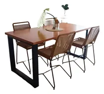 Comprar Mesa Industrial Comedor Hierro Y Madera 160 X 80 Laqueada