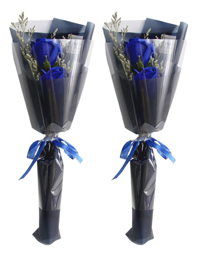 Set De Regalo Con Ramo De Flores Eternas De Rosas Azules Sim