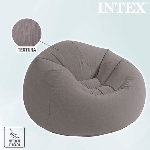 Sillon Sofa Puff Inflable Suave 1.14mx71cm Moderno Intex.