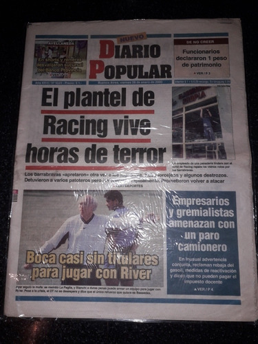 Diario Popular Boca Bianchi Racing Camioneros 28/ 1 2000