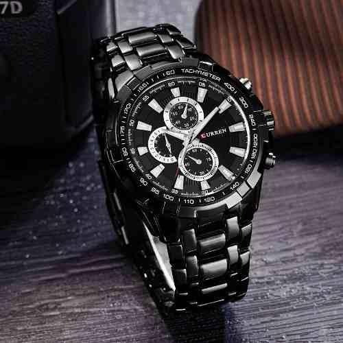 Reloj Acero Inoxidable Hombres Curren Original Casual Negro