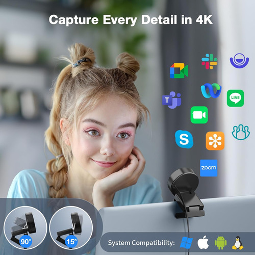 Emeet C950 4k Webcam Para Pc - 8 Megapixéis 4k Uhd, Pdaf ...