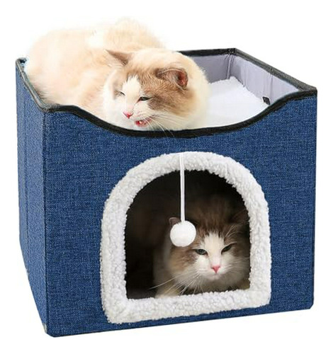 Cama Gato Cubo 2 En 1 (azul Oscuro)