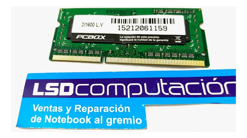 Memoria Notebook Pcbox 2gb Ddr3 1600mhz Nueva Lsdcomputacion