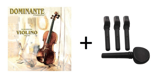 Kit 4 Cravelhas Violino 4/4 + Cordas Dominante Orhestral 89