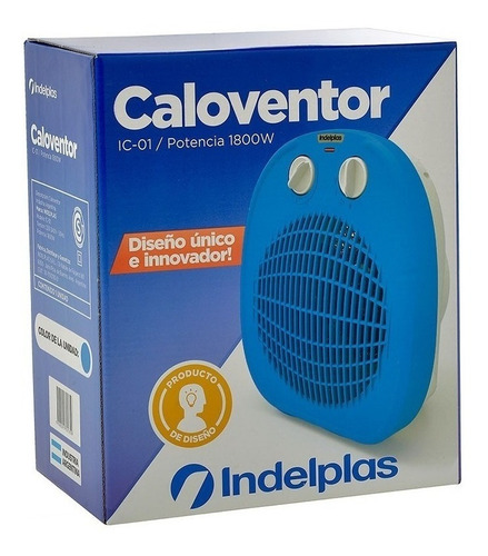 Imagen 3 de 4 de Caloventor Indelplas Ic-01 1800w Con Termostato Azul O Naran