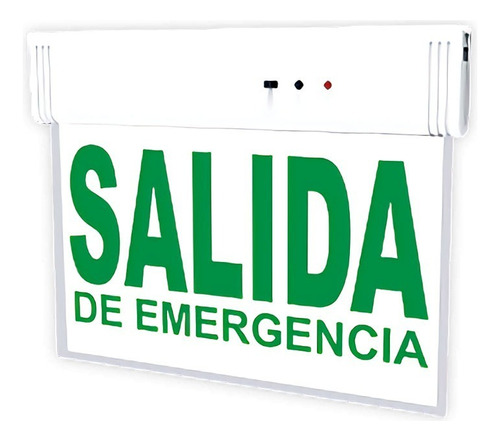 Cartel Indicador Led Luminoso Autónomo Salida De Emergencia Color Blanco/Transparente / Verde