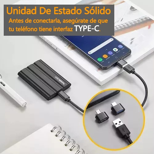 Externo Disco Duro Ssd 2tb 2000gb Sólido Mini Portátil