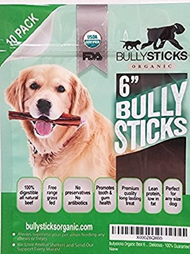 Bullysticks Organic 6 Bully Sticks Para Perros Big Bag 10 Pa