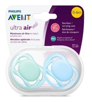 Imagen 2 de 4 de Avent Chupete Ultra Air Liso 0-6 Meses X 2 Uni 24420