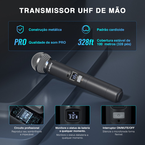 Microfone portátil dinâmico Phenyx Pro com clipe Phenyx Pro PH5014