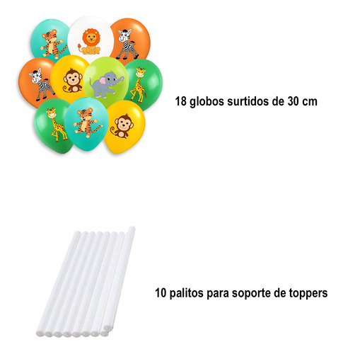 Decoración Cumpleaños Completo Globos Animales Selva