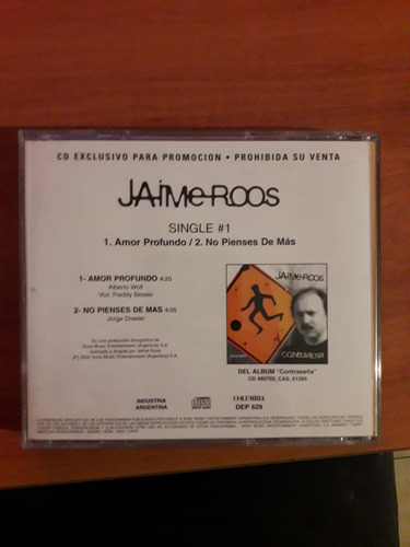 Jaime Roos Contraseña Single Amor Profundo Cd La Plata (Usado)