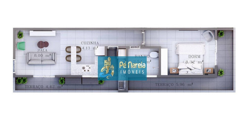 Imagem 8 de 13 de Apartamento Com 1 Dormitório À Venda, 41 M² Por R$ 195.000,00 - Canto Do Forte - Praia Grande/sp - Ap1230