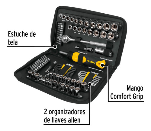 Juego De 83 Herramientas Para Mecánico Pretul Set-85