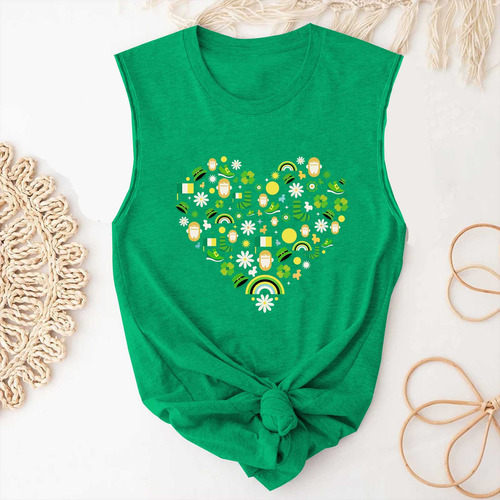 Playeras Sin Mangas Con Estampado Del Día De San Patricio P
