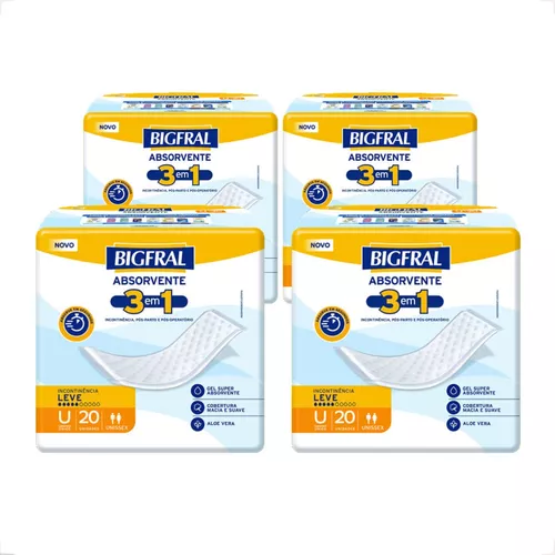 Absorvente Geriátrico Bigfral Regular Plus Kit 80 Unidades