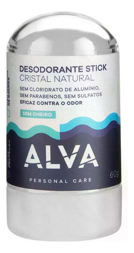 Cristal Natural Vegano Alva Desodorante Stick Sem Cheiro 60g