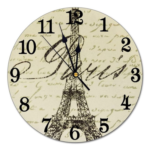 Abucaky Reloj De Pared Vintage De La Torre Eiffel Con Pilas,