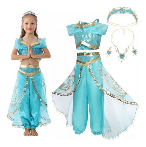 Disfraz De Jazmín De Aladino Para El Día Del Niño + Collar