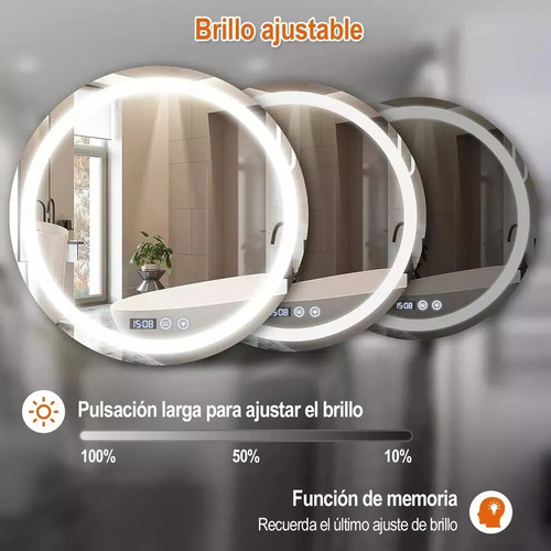 Umail Espejos Inteligente Decorativos Modernos Con Luz Led 60 Cm X 60 Cm Rectangular Touch Antivaho 3 Modos
