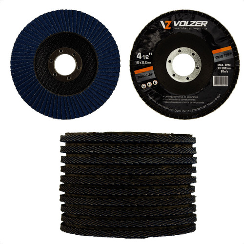 20 Discos Flap 4.1/2 Polegadas - 115mm Lixa Grão 120 Volzer