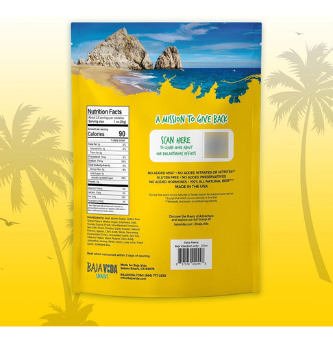 Baja Beef Baja Vida Salsa Fresca Beef Jerky - Paquetes De Bo