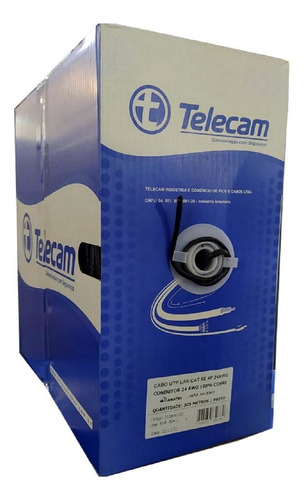 Cabo De Lan Telecam Cat5e 4p 24awg Preto 305m