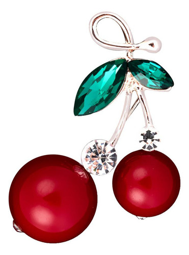 4 Broches De Cereza Con Diamantes De Imitación Y Perlas De