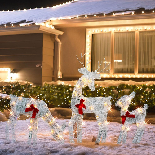 / Decoración Navideña For Exteriores, Familia De 60 Ciervos