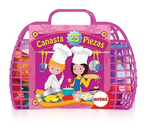 Canasta De 25 Piezas Juego De Cocina Comida Infantil Antex