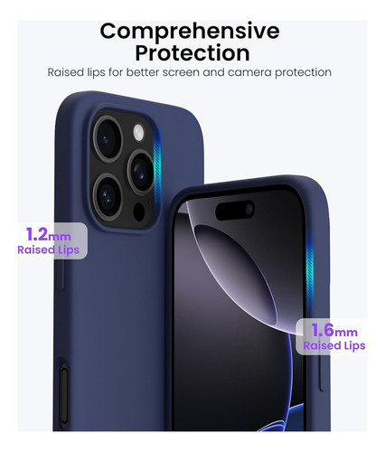 Chh Ornarto Funda For iPhone 16 Pro Max Azul Marino Silicona