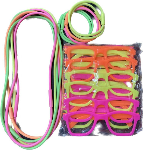 Combo Cotillon Carnaval Carioca Fluo 36 Articulos Brilla Uv 