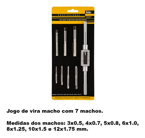 Kit Saca Parafuso Quebrado Jogo De Machos Com Vira Macho