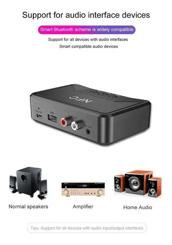 Imagem 3 de 7 de Receptor Transmissor Áudio Usb Bluetooth 5.0 Nfc C/ P2 E Rca