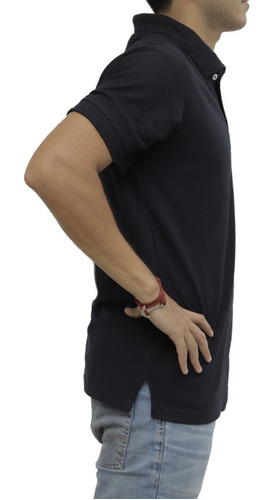 Imagen 2 de 3 de Playera Tipo Polo Color Azul Marino Caballero