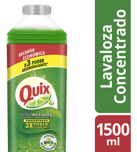 Lavaloza Concentrado Quix Bio Activos Limón Recarga 1.5 L X2