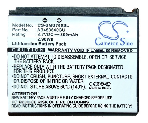 Bateria P/ Celular Samsung 3.7dc 800 Mah 2.96wh Litio