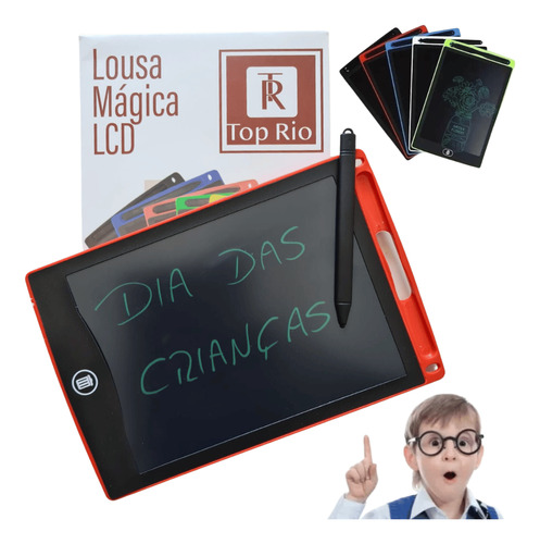 Lousa Mágica Tela Lcd Digital 21.5cm + Caneta Cor Preto