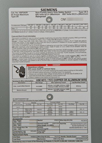 Interruptor De Seguridad 60a 3 Polos 600v Color Resistente