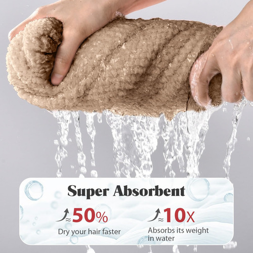 Toalla Cabello Secado Rápido Microfibra Gorro Turbante 2 Uds