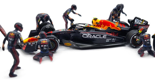 Sergio Checo Perez Pits Diorama Red Bull Racing Mini Gt 1:64