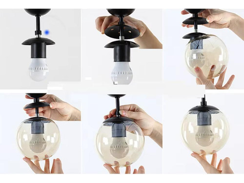 Lustre Moderno Jabuticaba 6 Globos Vidros Molecular Bivolt