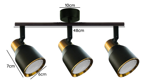 Aplique Triple Foco Con Ampolleta Dicroica Gu10 Dirigible